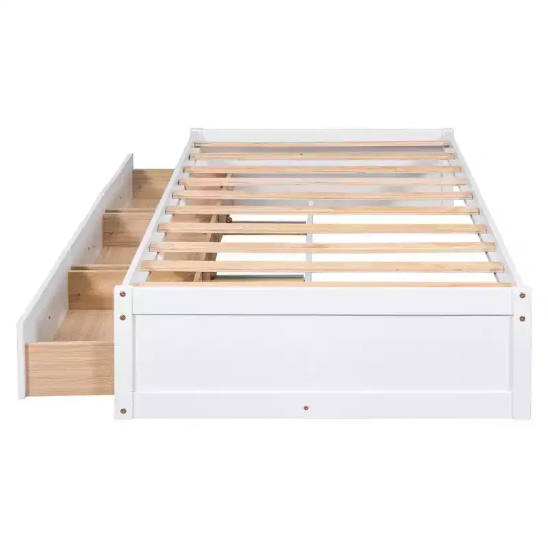 Lit plateforme jumeau avec 3 tiroirs de rangement
