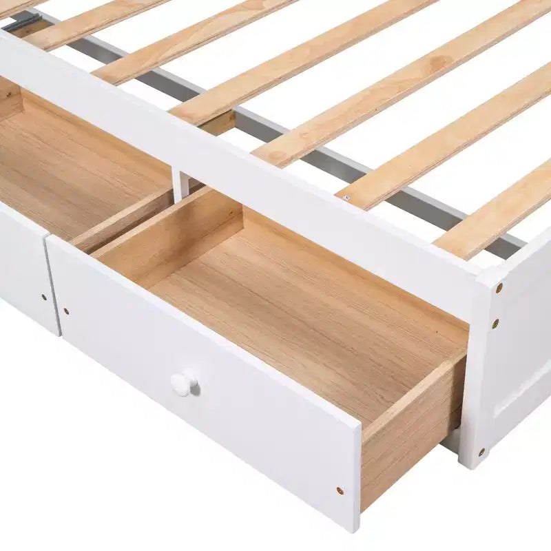 Lit plateforme jumeau avec 3 tiroirs de rangement