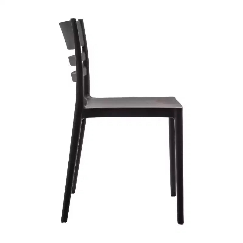 Lot de 4 chaises de patio empilables intérieur/extérieur avec dossier à lattes, en résine tout temps