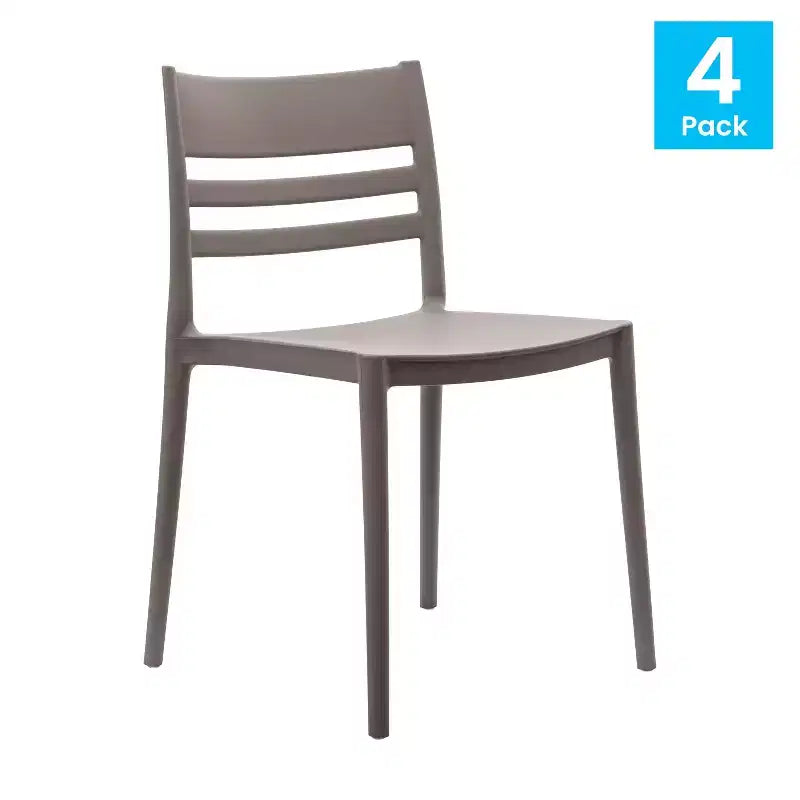 Lot de 4 chaises de patio empilables intérieur/extérieur avec dossier à lattes, en résine tout temps