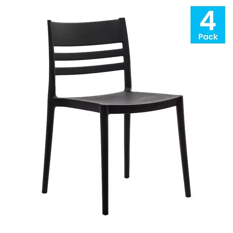 Lot de 4 chaises de patio empilables intérieur/extérieur avec dossier à lattes, en résine tout temps