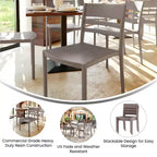 Lot de 4 chaises de patio empilables intérieur/extérieur avec dossier à lattes, en résine tout temps