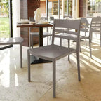 Lot de 4 chaises de patio empilables intérieur/extérieur avec dossier à lattes, en résine tout temps