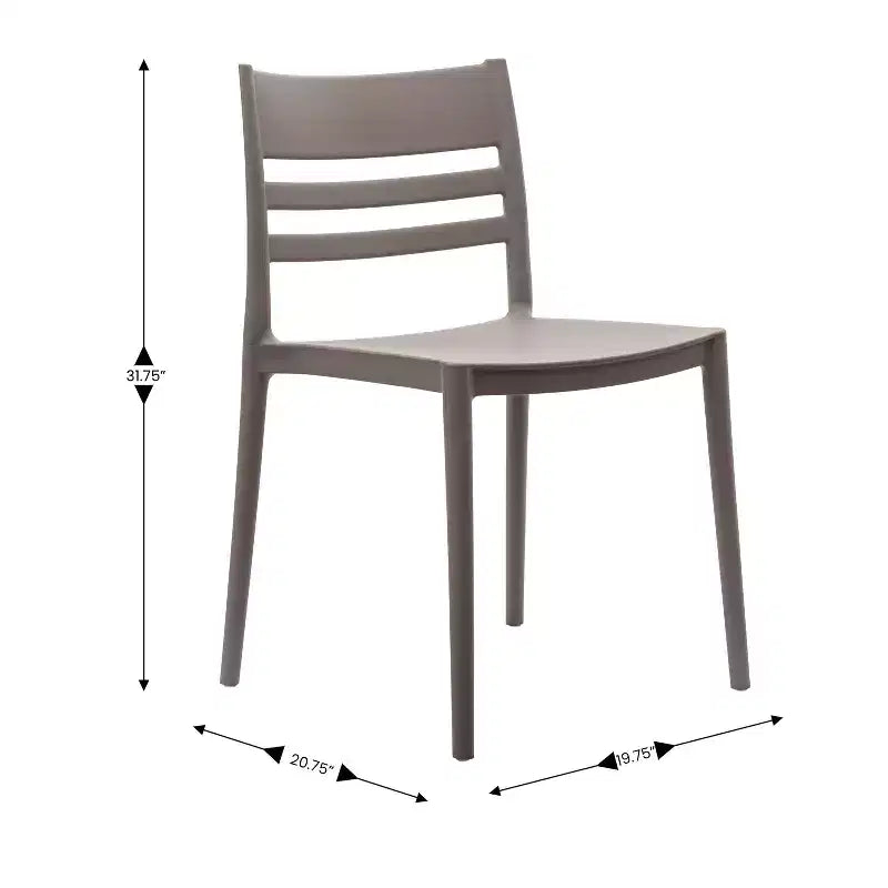 Lot de 4 chaises de patio empilables intérieur/extérieur avec dossier à lattes, en résine tout temps