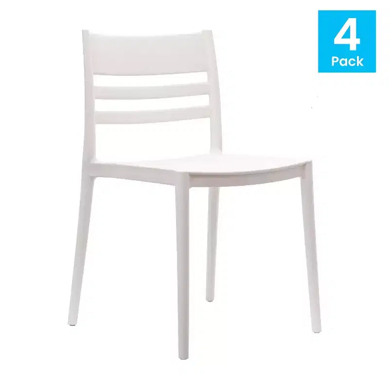 Lot de 4 chaises de patio empilables intérieur/extérieur avec dossier à lattes, en résine tout temps