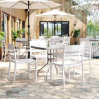 Lot de 4 chaises de patio empilables intérieur/extérieur avec dossier à lattes, en résine tout temps