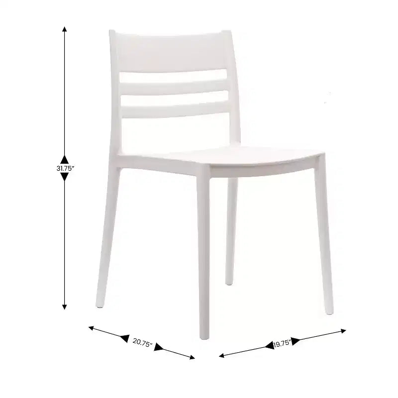 Lot de 4 chaises de patio empilables intérieur/extérieur avec dossier à lattes, en résine tout temps