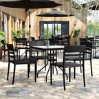 Lot de 4 chaises de patio empilables intérieur/extérieur avec dossier à lattes, en résine tout temps