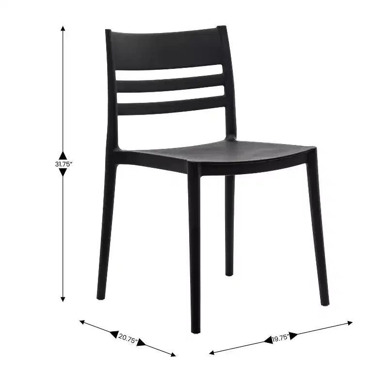 Lot de 4 chaises de patio empilables intérieur/extérieur avec dossier à lattes, en résine tout temps