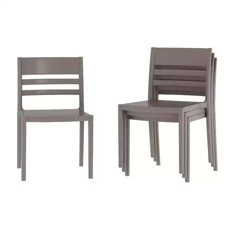 Lot de 4 chaises de patio empilables intérieur/extérieur avec dossier à lattes, en résine tout temps