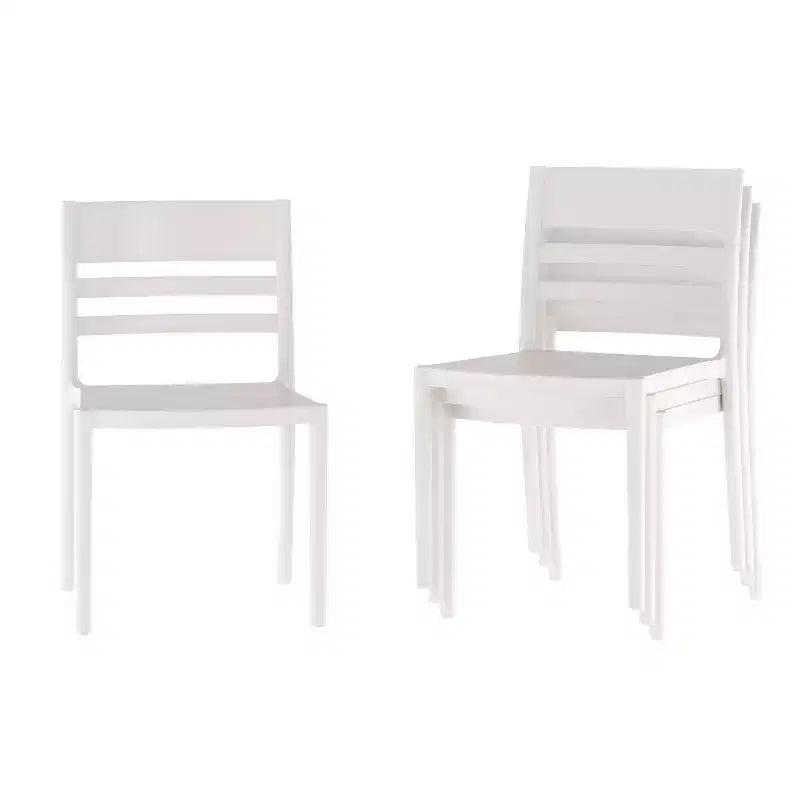 Lot de 4 chaises de patio empilables intérieur/extérieur avec dossier à lattes, en résine tout temps