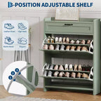 Meuble à chaussures avec 2 abattants et 1 tiroir supérieur, organisateur de chaussures en bois avec étagère réglable, meuble de rangement autonome pour l'entrée et le salon