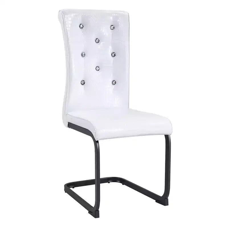 Lot de 2 chaises de salle à manger rétro en similicuir façon peau d'alligator avec pieds en métal noir