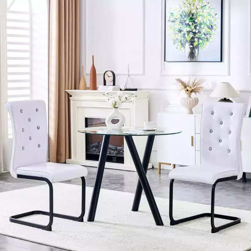 Lot de 2 chaises de salle à manger rétro en similicuir façon peau d'alligator avec pieds en métal noir