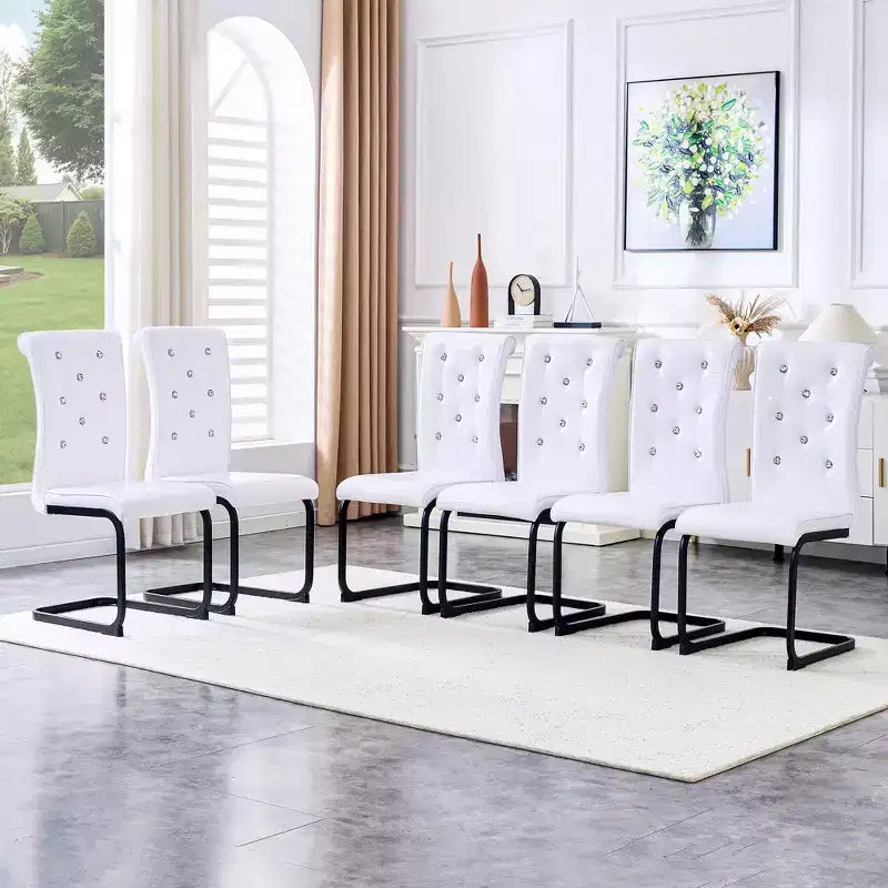 Lot de 2 chaises de salle à manger rétro en similicuir façon peau d'alligator avec pieds en métal noir