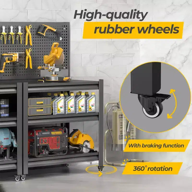 Établi roulant de 120 cm avec panneau perforé, capacité de 450 kg