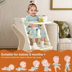 Chaise haute multifonctionnelle pour tout-petits, tour d'apprentissage réglable en hauteur avec harnais à 5 points et grand plateau amovible pour l'alimentation et les repas