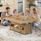 Table Basse Relevable Transformable, Se Convertit en Table à Manger ou Bureau avec Grand Espace de Rangement