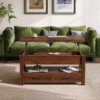 Table Basse Relevable Transformable, Se Convertit en Table à Manger ou Bureau avec Grand Espace de Rangement