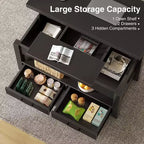 Table Basse Relevable Transformable, Se Convertit en Table à Manger ou Bureau avec Grand Espace de Rangement