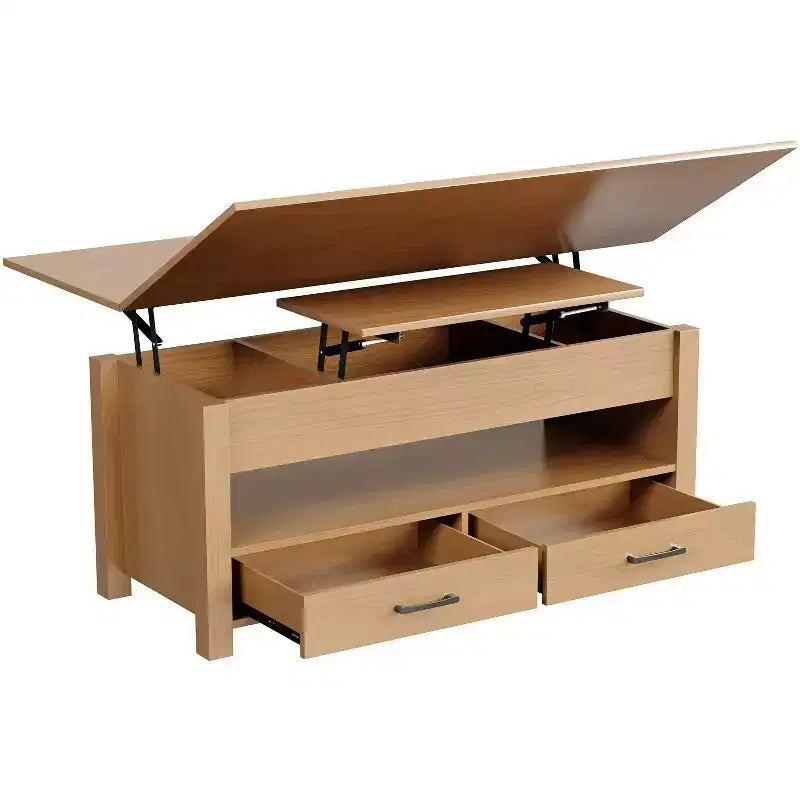 Table Basse Relevable Transformable, Se Convertit en Table à Manger ou Bureau avec Grand Espace de Rangement