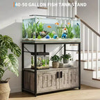 Meuble et support d'aquarium, Cadre en métal robuste avec étagère en bois pour aquariums, terrariums de tortues et de reptiles pour salon et salle à manger