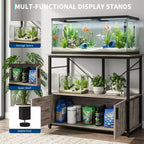 Meuble et support d'aquarium, Cadre en métal robuste avec étagère en bois pour aquariums, terrariums de tortues et de reptiles pour salon et salle à manger