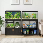 Meuble et support d'aquarium, Cadre en métal robuste avec étagère en bois pour aquariums, terrariums de tortues et de reptiles pour salon et salle à manger