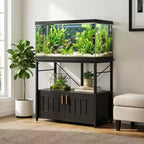 Meuble et support d'aquarium, Cadre en métal robuste avec étagère en bois pour aquariums, terrariums de tortues et de reptiles pour salon et salle à manger