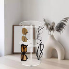 CuisinSmart Sunglasses Organizer Glasses Holder Stand Rotating Sunglasses Rack with Wood Base Acrylic Sunglass Storage Display