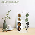 Organisateur de lunettes de soleil Support de lunettes de soleil Présentoir rotatif de lunettes de soleil avec base en bois Présentoir de rangement pour lunettes de soleil en acrylique