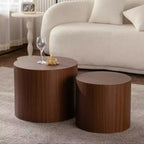 Lot de 2 tables basses gigognes rondes, design compact et gain de place, pour salon ou chambre à coucher
