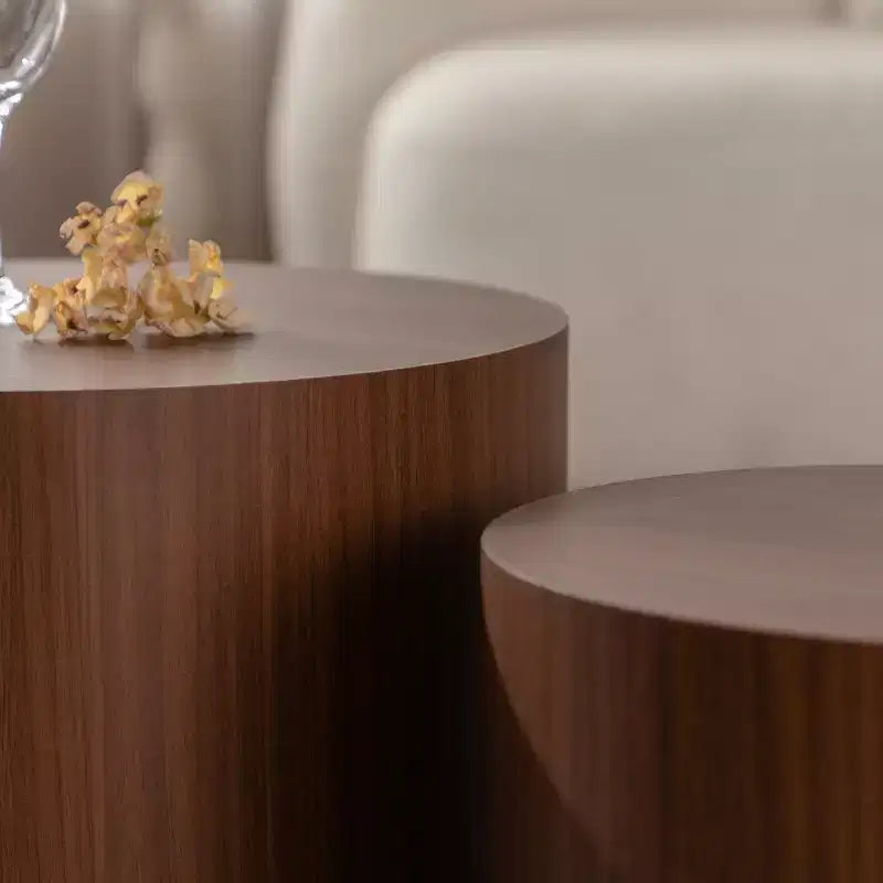 Lot de 2 tables basses gigognes rondes, design compact et gain de place, pour salon ou chambre à coucher