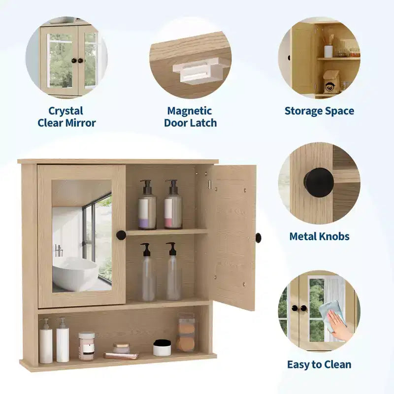 Meuble de rangement mural gain de place à suspendre au-dessus des toilettes avec portes vitrées et étagères réglables, étanche, pour salle de bain ou cuisine
