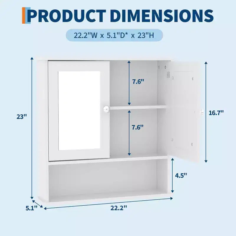 Meuble de rangement mural gain de place à suspendre au-dessus des toilettes avec portes vitrées et étagères réglables, étanche, pour salle de bain ou cuisine