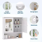 Meuble de rangement mural gain de place à suspendre au-dessus des toilettes avec portes vitrées et étagères réglables, étanche, pour salle de bain ou cuisine