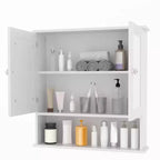 Meuble de rangement mural gain de place à suspendre au-dessus des toilettes avec portes vitrées et étagères réglables, étanche, pour salle de bain ou cuisine