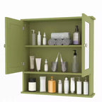 Meuble de rangement mural gain de place à suspendre au-dessus des toilettes avec portes vitrées et étagères réglables, étanche, pour salle de bain ou cuisine