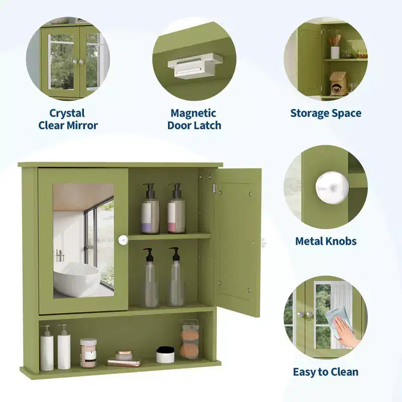 Meuble de rangement mural gain de place à suspendre au-dessus des toilettes avec portes vitrées et étagères réglables, étanche, pour salle de bain ou cuisine