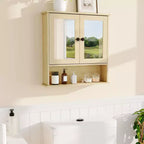 Meuble de rangement mural gain de place à suspendre au-dessus des toilettes avec portes vitrées et étagères réglables, étanche, pour salle de bain ou cuisine