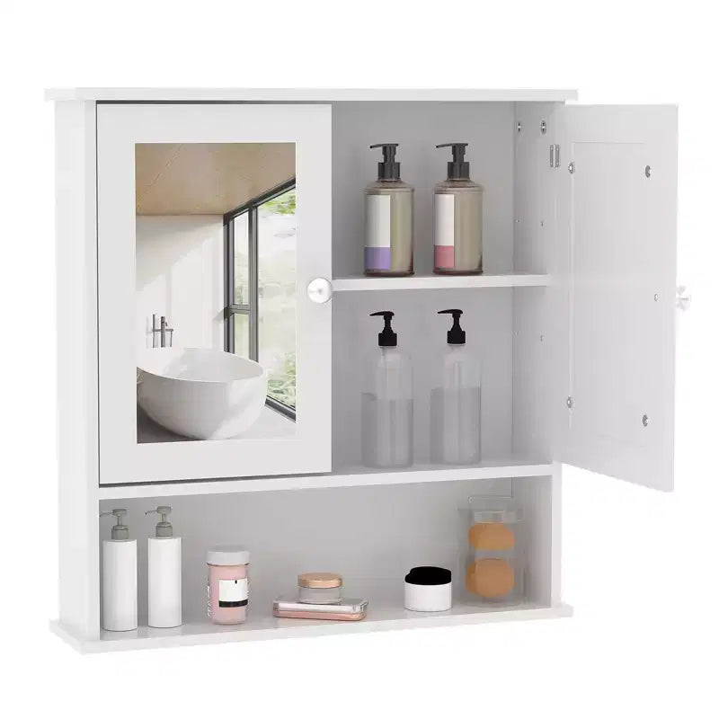 Meuble de rangement mural gain de place à suspendre au-dessus des toilettes avec portes vitrées et étagères réglables, étanche, pour salle de bain ou cuisine