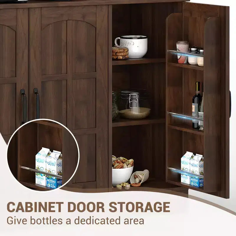 Armoire de cuisine haute de 180 cm avec portes vitrées et vaisselier pour cuisine, salle à manger et salon