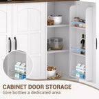 Armoire de cuisine haute de 180 cm avec portes vitrées et vaisselier pour cuisine, salle à manger et salon