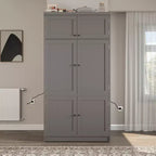 Grand garde-manger de cuisine de style Shaker avec 2 prises de courant et étagères réglables