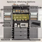 Grand garde-manger de cuisine de style Shaker avec 2 prises de courant et étagères réglables
