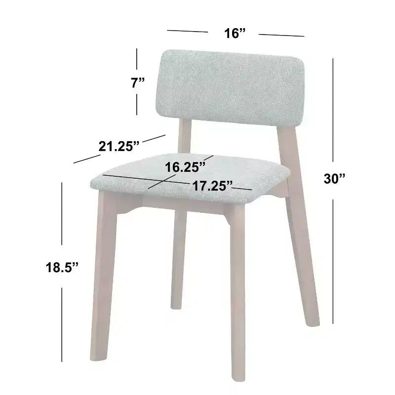 Ensemble de 2 chaises de salle à manger capitonnées, style Mid-Century, noyer/beige