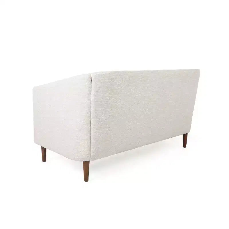 Causeuse capitonnée, beige/espresso – Canapé classique 2 places rembourré
