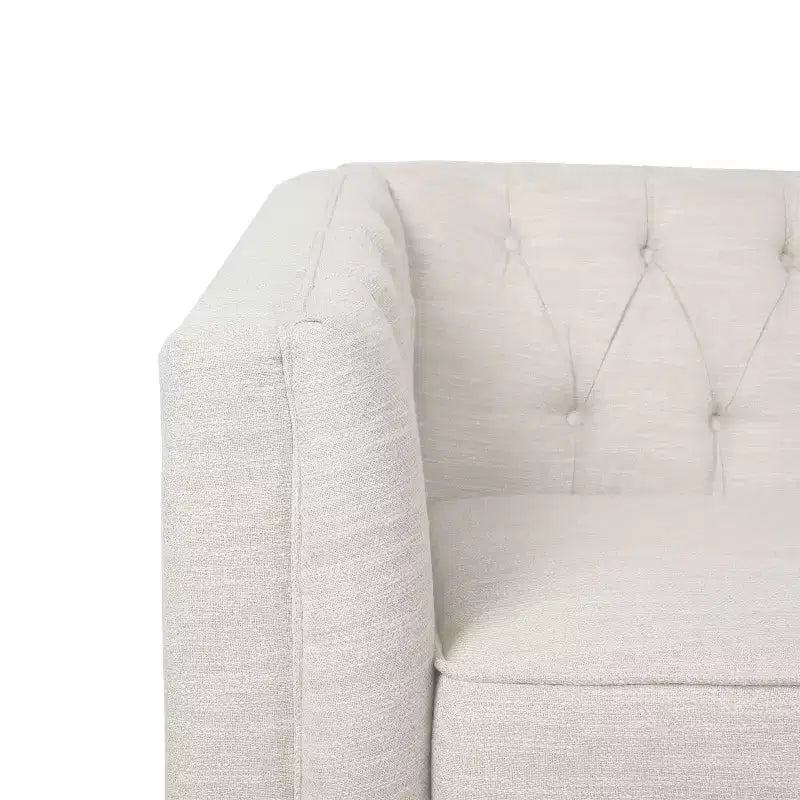 Causeuse capitonnée, beige/espresso – Canapé classique 2 places rembourré