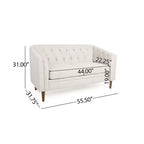 Causeuse capitonnée, beige/espresso – Canapé classique 2 places rembourré