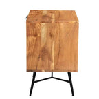 La table de chevet Urban Port 2 tiroirs en bois avec pieds métalliques inclinés marron/noir